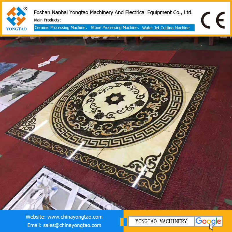 Water jet cuts ceramic patterns